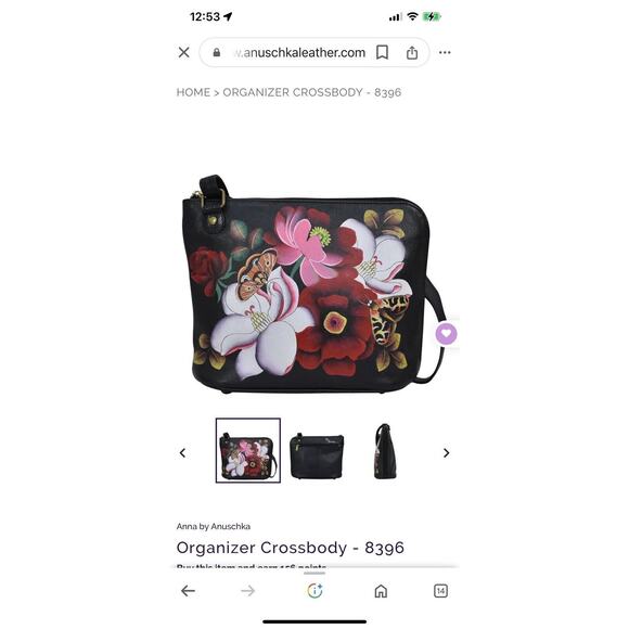 Anuschka Hand Painted Leather Top to Side Zip Crossbody Bag-Dreamy Blossoms-NWT - Picture 13 of 13